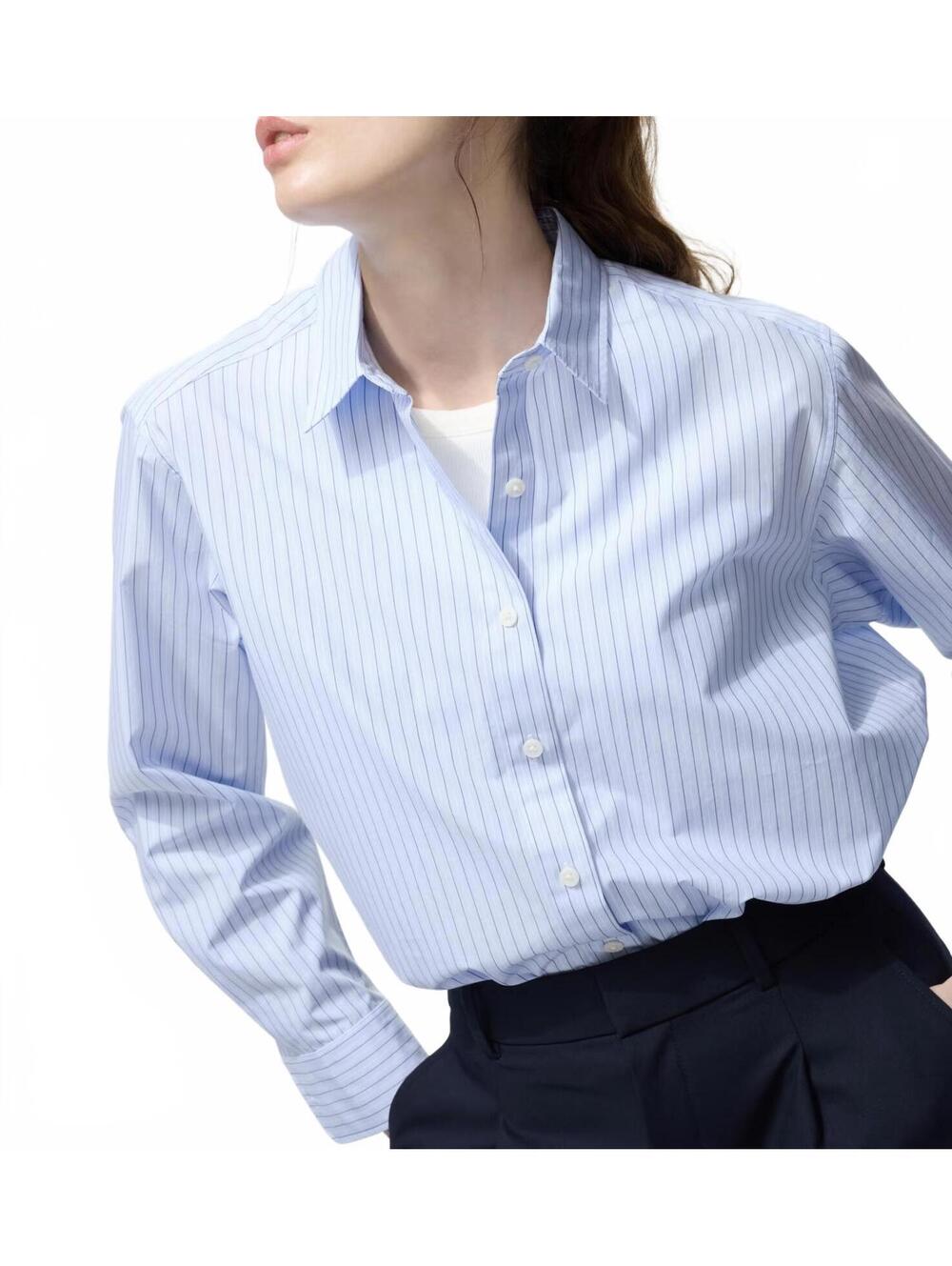 Uniqlo Cotton Shirt | Striped NWT Blue XXL